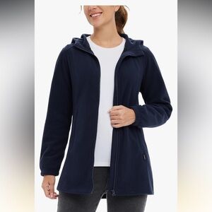baleaf Women's Long Fleece Jacket Full Zip Polar Fleece Hoodie Soft Winter Coat